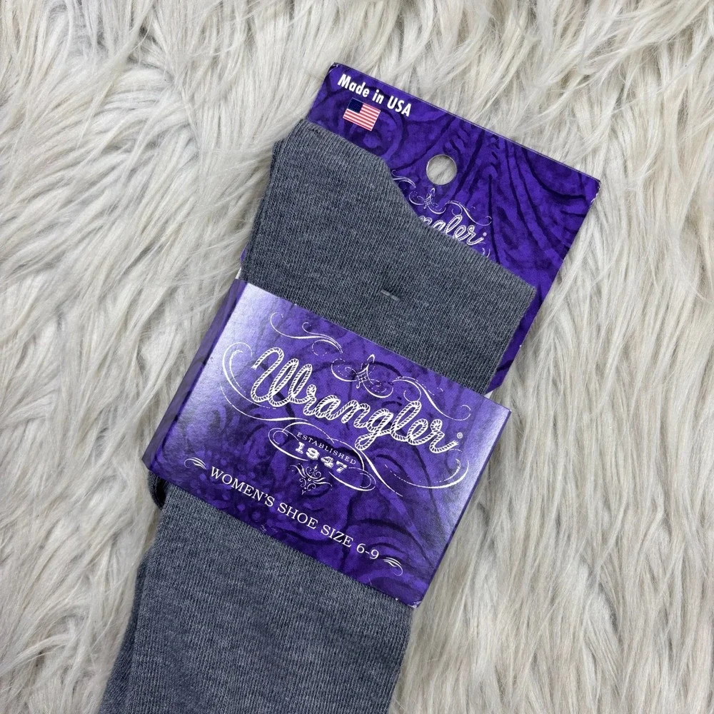 NEW‎ Wrangler Ruffle Top Knee High Socks Gray Women's M 9-11